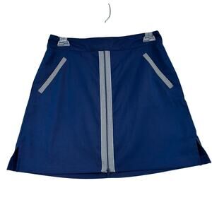 Lady Hagen Golf Skort Size 2 Blue White Stripe Trim Built in Shorts Back Zip